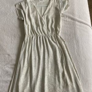 Cute modest dress white with black dots